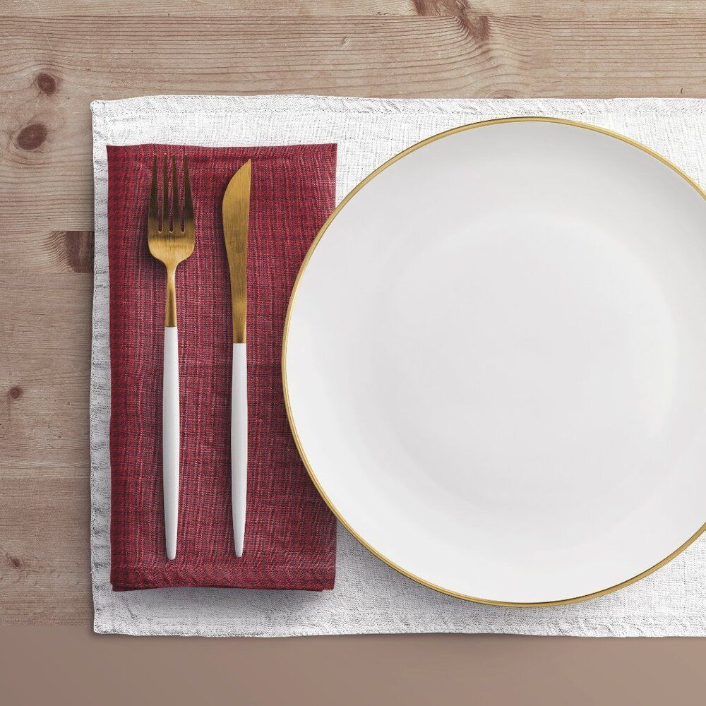 NWT Porter Anna- Crimson & Cream  Cotton Napkin 4-set, Houndstooth